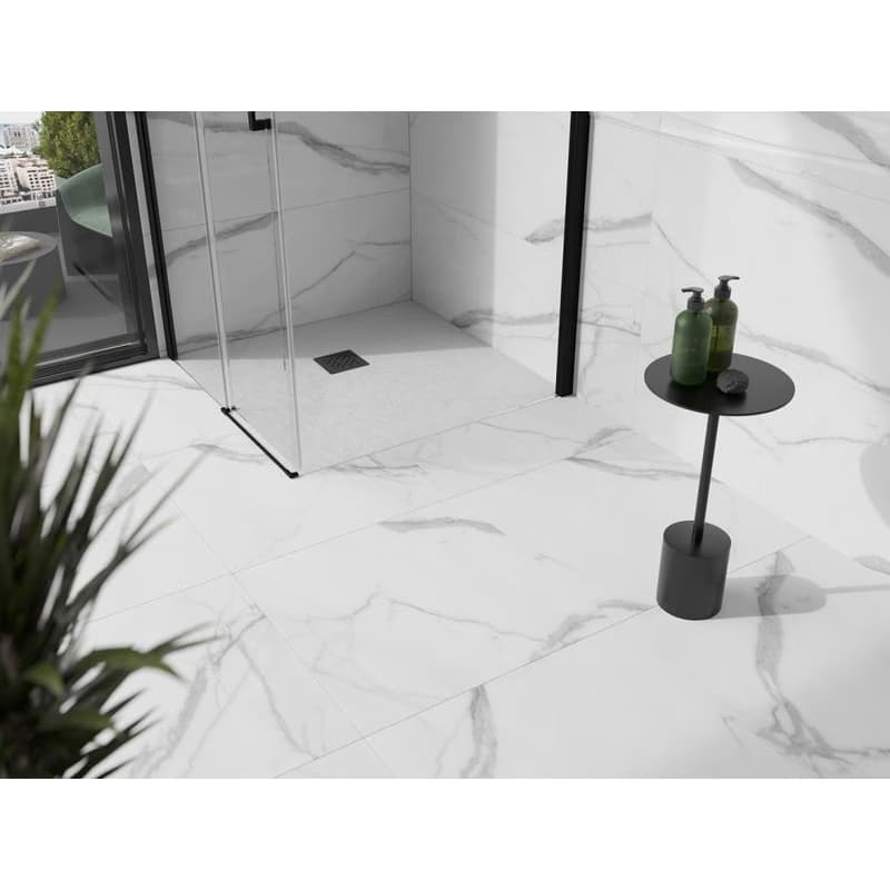 MEXEN/S - Stone+ štvorcová sprchová vanička 80 x 80, biela, mriežka čierna 44108080-B 2