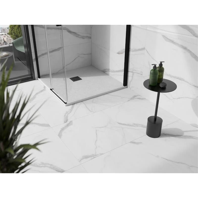 MEXEN/S - Stone+ štvorcová sprchová vanička 80 x 80, biela, mriežka čierna 44108080-B 5