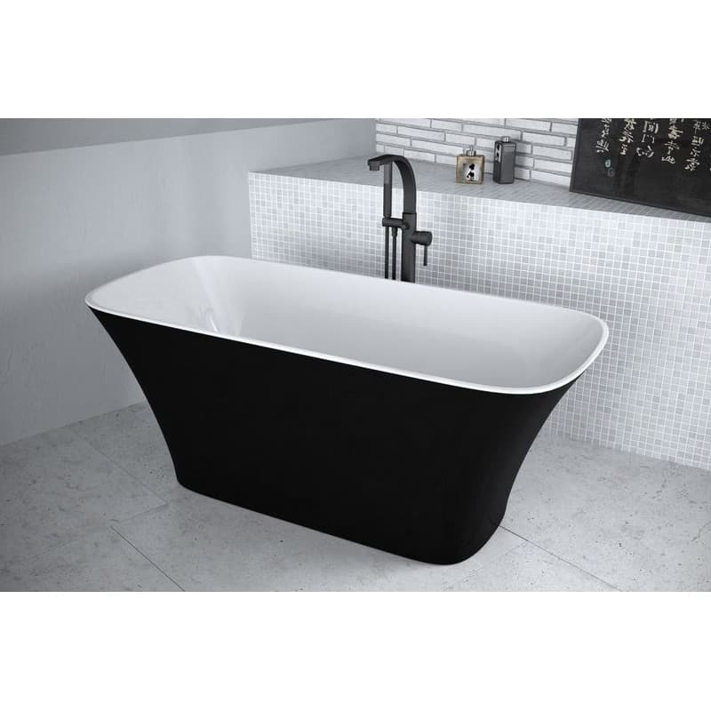 BESCO - Voľne stojaca vaňa ASSOS S-LINE čierna/biela - Rozmer vane - 160 × 70 cm VANASSL16BW
