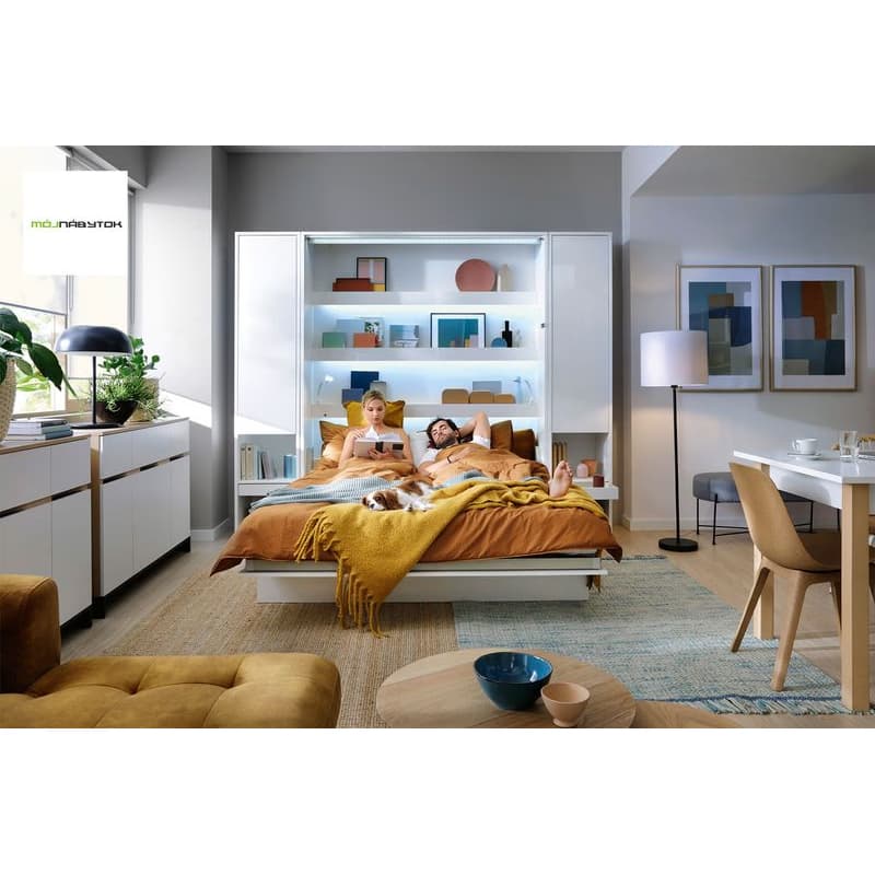 Dig-net nábytok Sklápacia posteľ Lenart BED CONCEPT BC-02p biely lesk | 120 x 200 cm 6