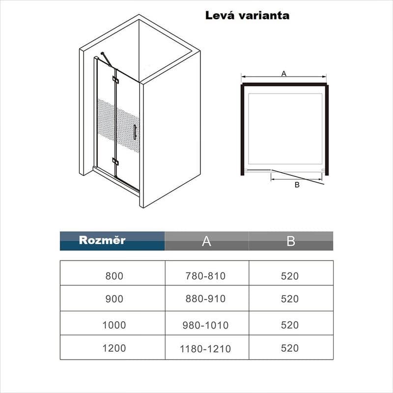 H K - Zalamovacie dvere MELODY LINE B8 88-91 x 195, ľavé SE-MLINELB890SET 4