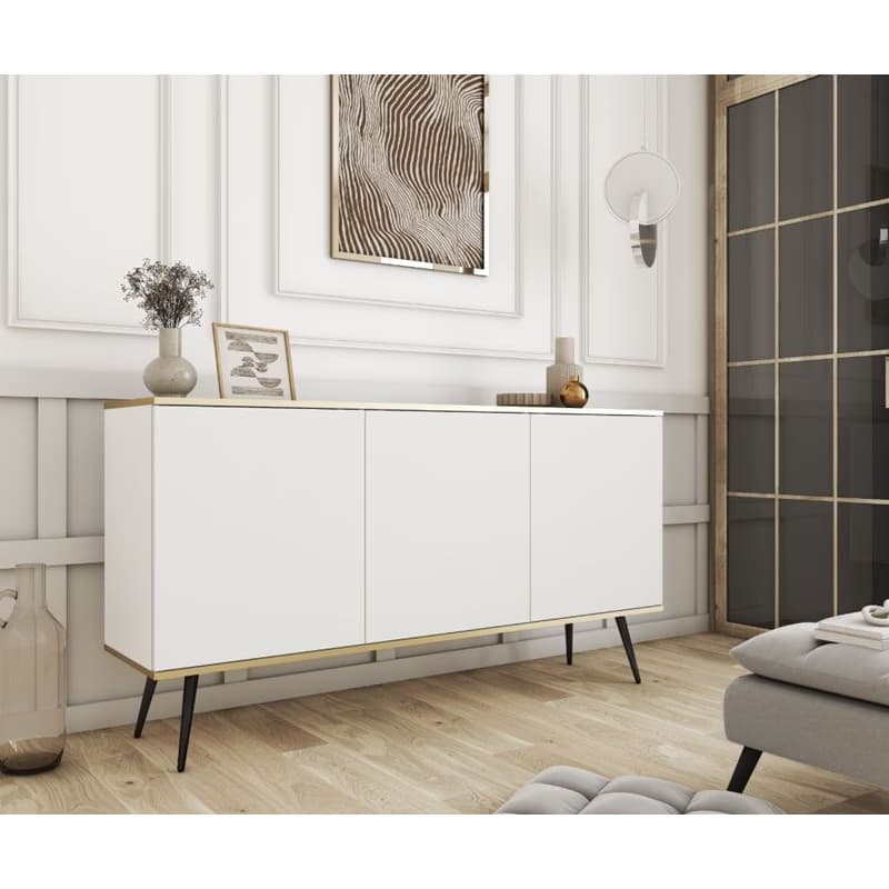 ArtPS Komoda BIJOU K-160 | biela / čierne nohy 3