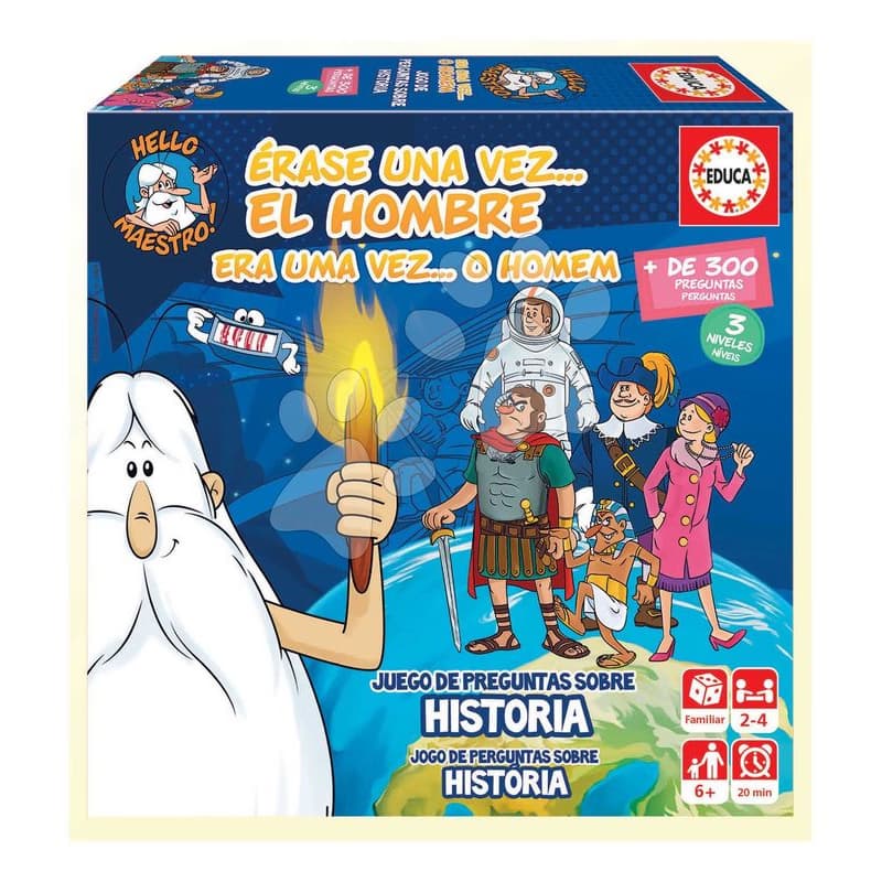 Spoločenská hra vedomostná Once upon a time History Educa Učíme sa o histórii 300 otázok v španielčine a portugalčine od 6 rokov 1