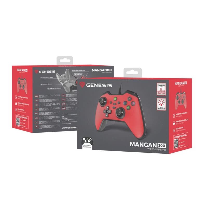 Drôtový gamepad Genesis MANGAN 300, pre PC/Switch/Mobil, červený 6