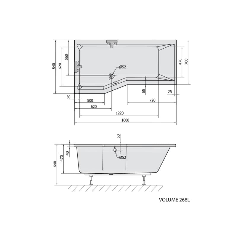 POLYSAN - VERSYS L asymetrická vaňa 160x84x70x47cm, biela 14611 5