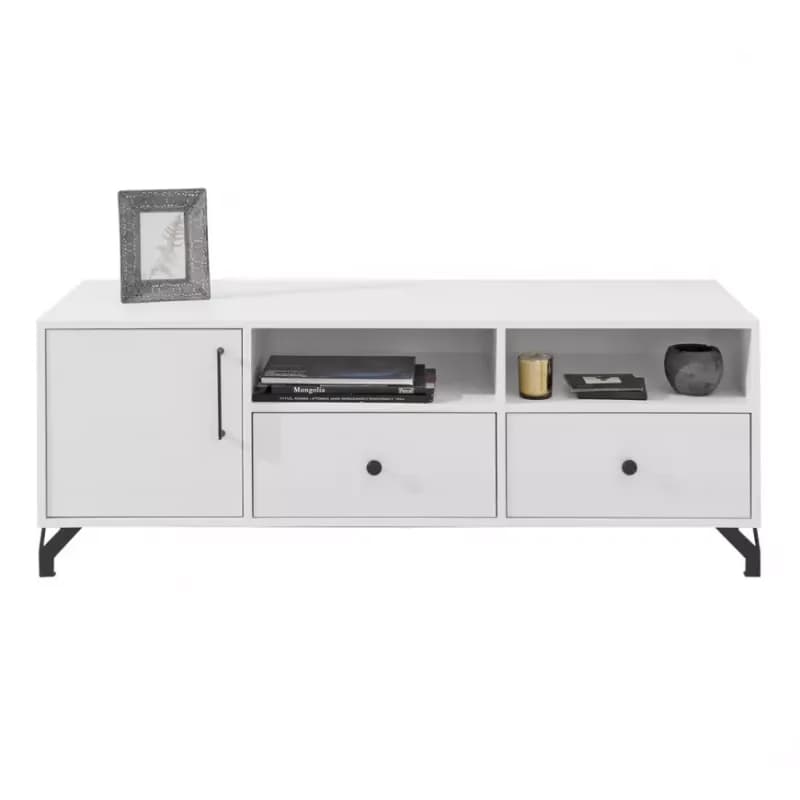 TV stolík Bergen Be8 Biely Lux/Biely Lesk 1