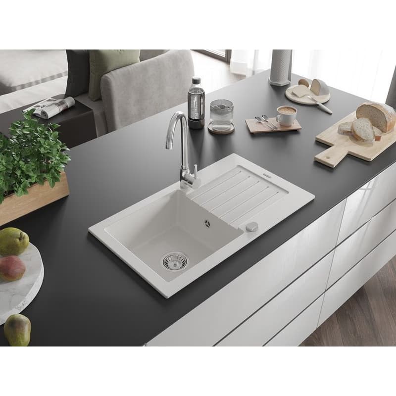 MEXEN MEXEN - Pablo granitový drez 1 s odkvapkávačom 752x436 mm, biela 6510751010-20 2