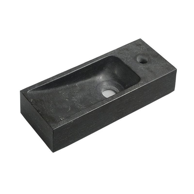 SAPHO - BLOK kamenné umývadlo 38x14cm, batéria vpravo, čierny Antracit 2401-31
