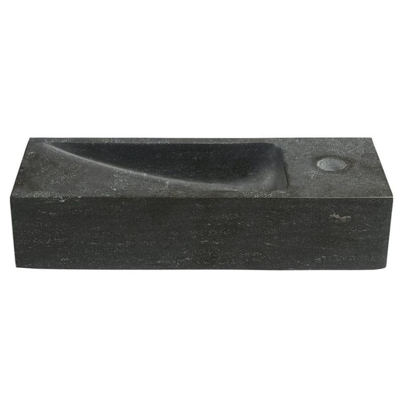 SAPHO - BLOK kamenné umývadlo 38x14cm, batéria vpravo, čierny Antracit 2401-31 2