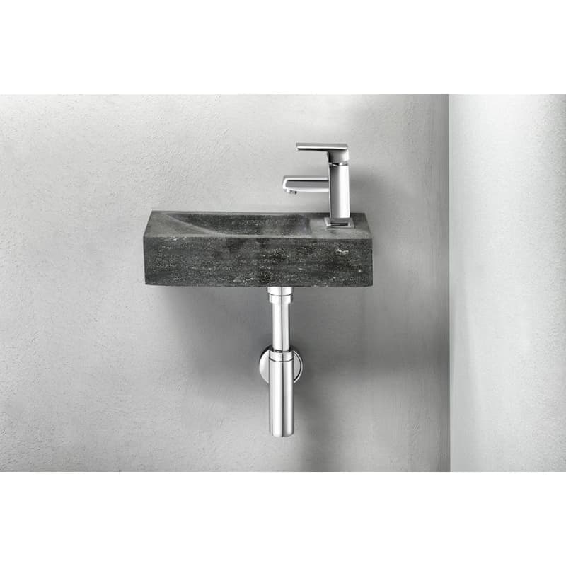 SAPHO - BLOK kamenné umývadlo 38x14cm, batéria vpravo, čierny Antracit 2401-31 5
