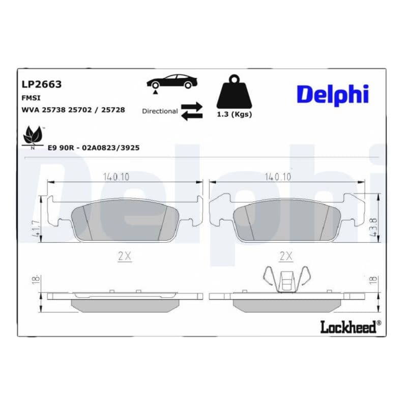 DELPHI Sada brzdových platničiek kotúčovej brzdy LP2663 1