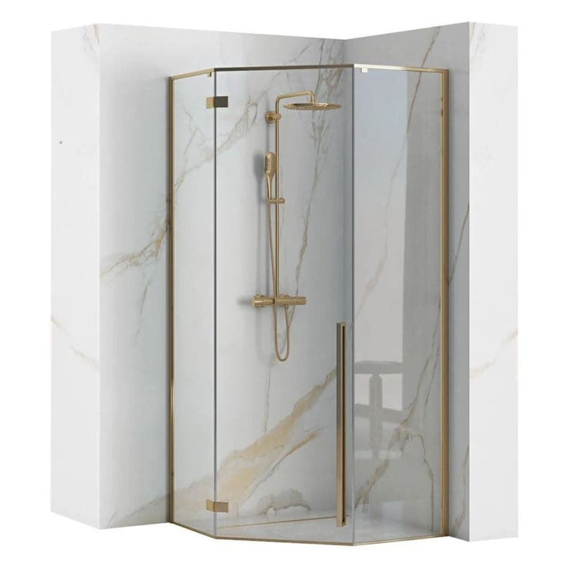 REA/S - Sprchovací kút DIAMOND 90x90 - zlatá + sprchova vanička Diamond, čierna KPL-14904 1