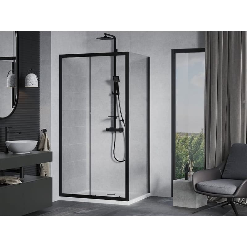 MEXEN/S - Apia Sprchovací kút 110x70, transparent, čierna + vanička so sifónom 840-110-070-70-00-4010B 2