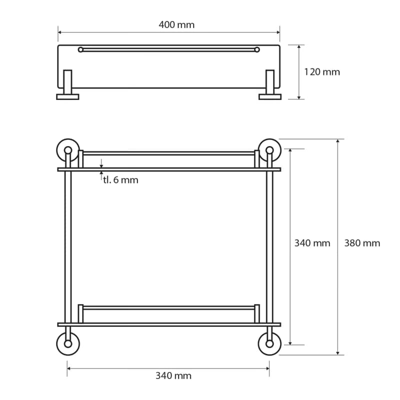 SAPHO XR602 X-Round E sklenená polička dvojitá 40 cm 2