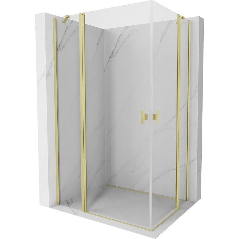 MEXEN/S - Mist Duo sprchovací kút dvere krídlové 115 x 85, transparent, zlato kartáčovaná 8A4-115-085-55-00
