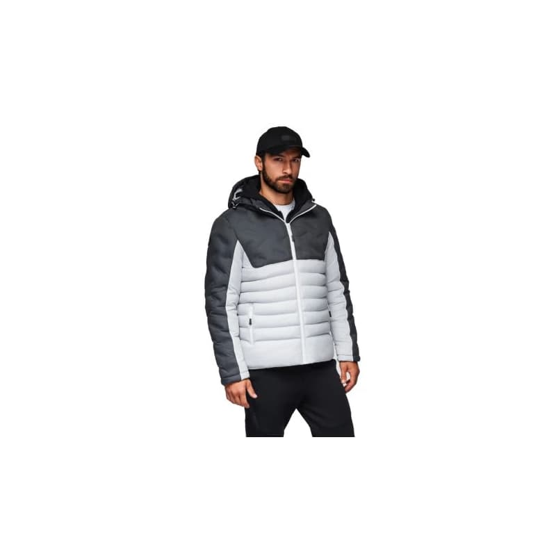 Pánska bunda s kapucňou OMBRE Jacket OM-JALP-0206 V-3 dark gray gray
