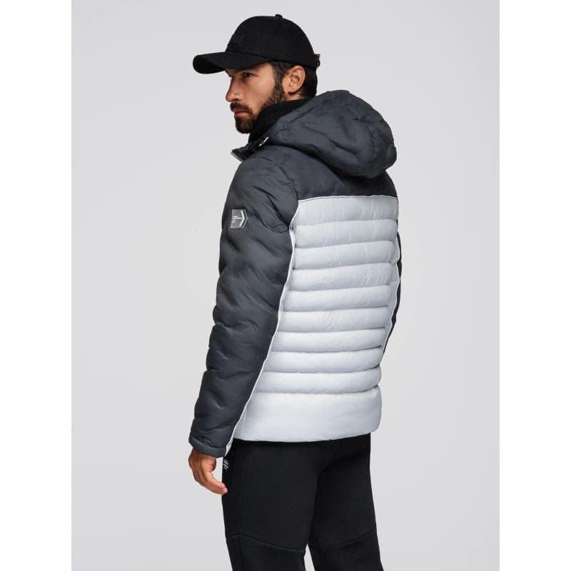 Pánska bunda s kapucňou OMBRE Jacket OM-JALP-0206 V-3 dark gray gray 4