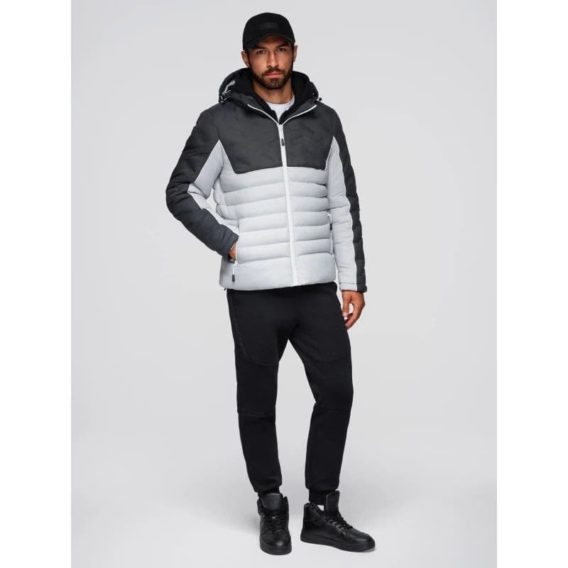 Pánska bunda s kapucňou OMBRE Jacket OM-JALP-0206 V-3 dark gray gray 5