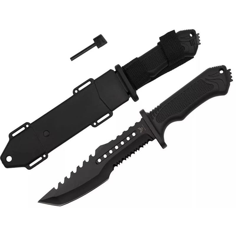 Vojenský survival nôž s kresadlom, 31 cm