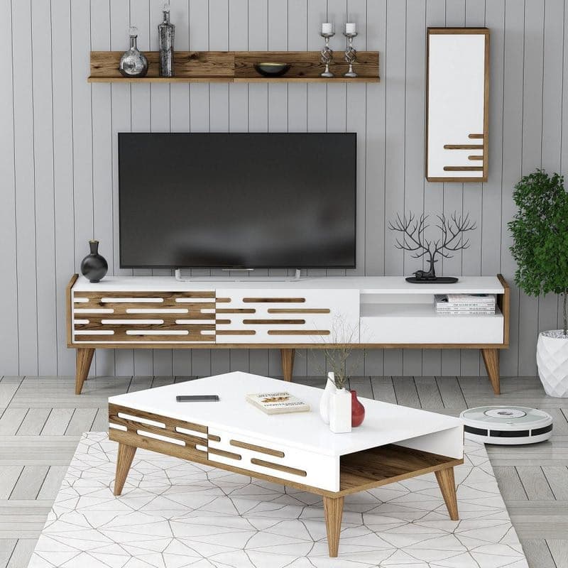 Living Room Furniture Set Valensiya - Walnut, White