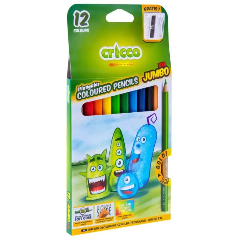 Pastelky Cricco trojuhlé hrubé 12 farieb