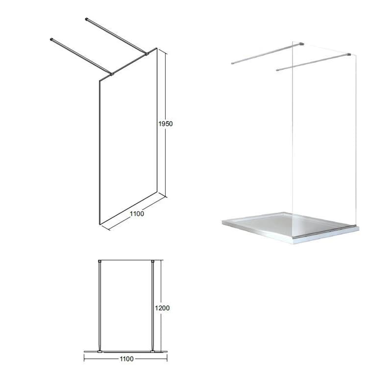BESCO - Walk-in sprchovací kút AVEO DUE - Pevná stena - 50 cm, Rozmer A - 110 cm BCAVEODUE110+BCAVEO50 3