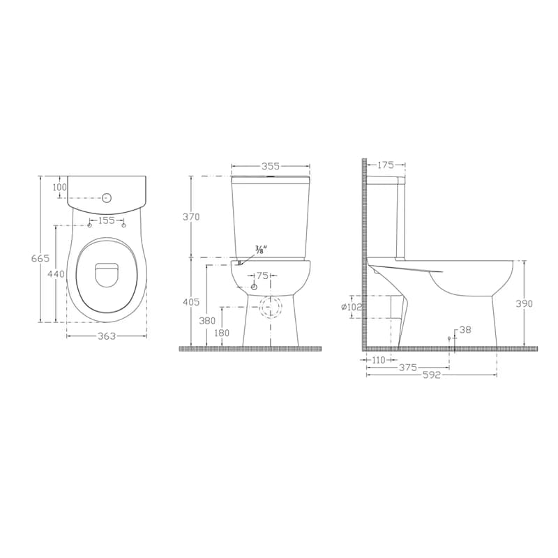 SAPHO - KAIRO WC kombi, zadný odpad, splachovací mechanizmus PC105 2