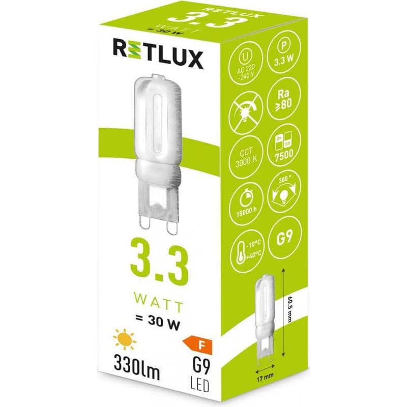 RLL 460 G9 3,3 W LED WW RETLUX 4
