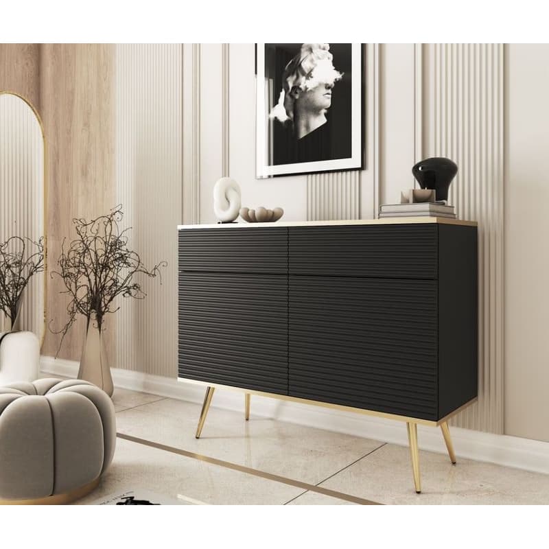 ArtPS Komoda BIJOU KSZ-107 MDF | čierna / zlaté nohy 3