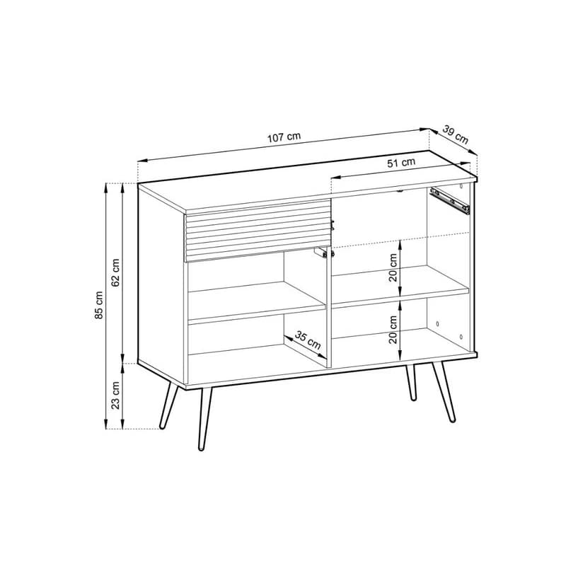 ArtPS Komoda BIJOU KSZ-107 MDF | čierna / zlaté nohy 5