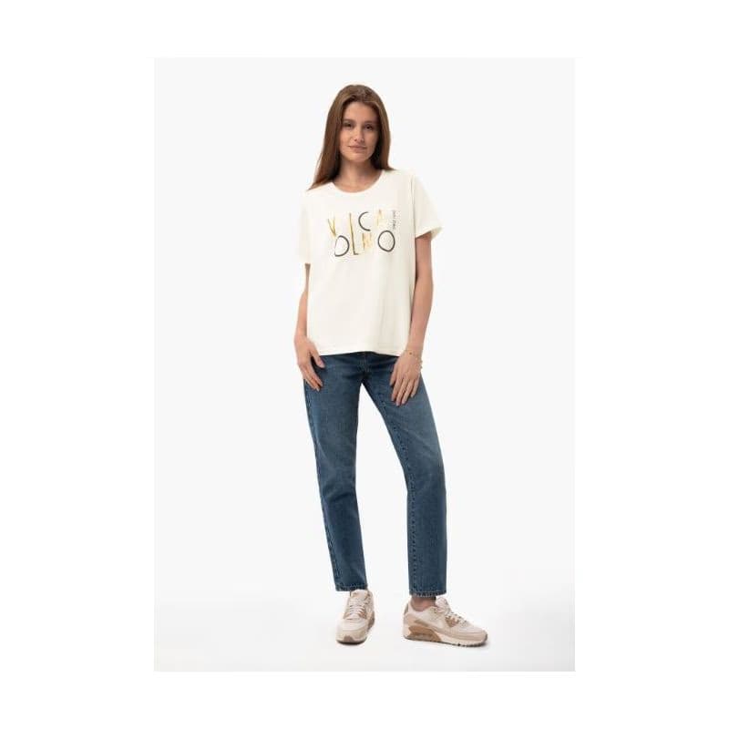 Dámske tričko s krátkym rukávom VOLCANO MADAME-101-CREAM 2