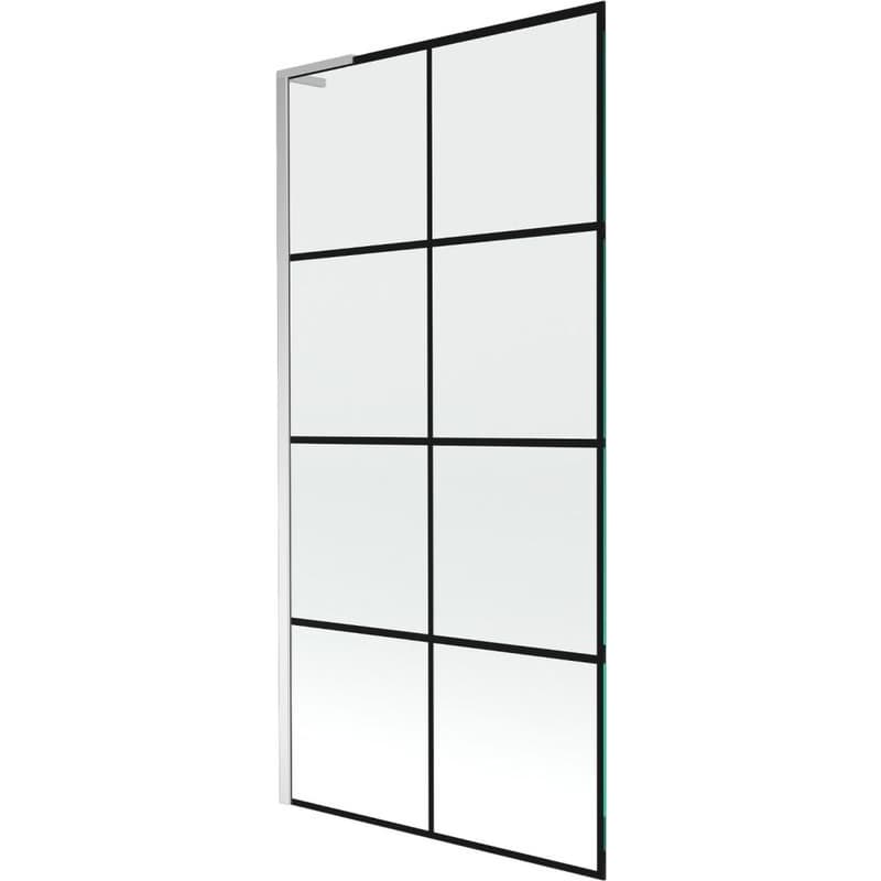 MEXEN/S - Next L vaňová zástena FIX 90 x 150, čierna vzor, chróm 895-090-000-03-77-01 1