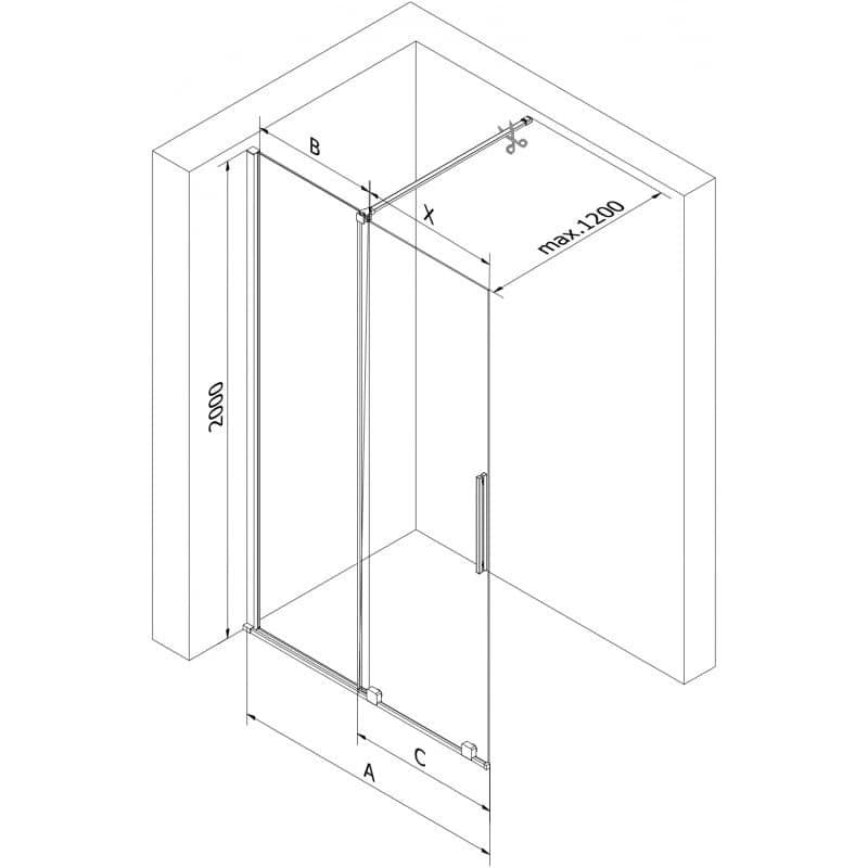 MEXEN/S - Velar Sprchová zástena posuvná Walk-in 70 x 200, grafit 8 mm, čierna 871-070-000-43-70 5
