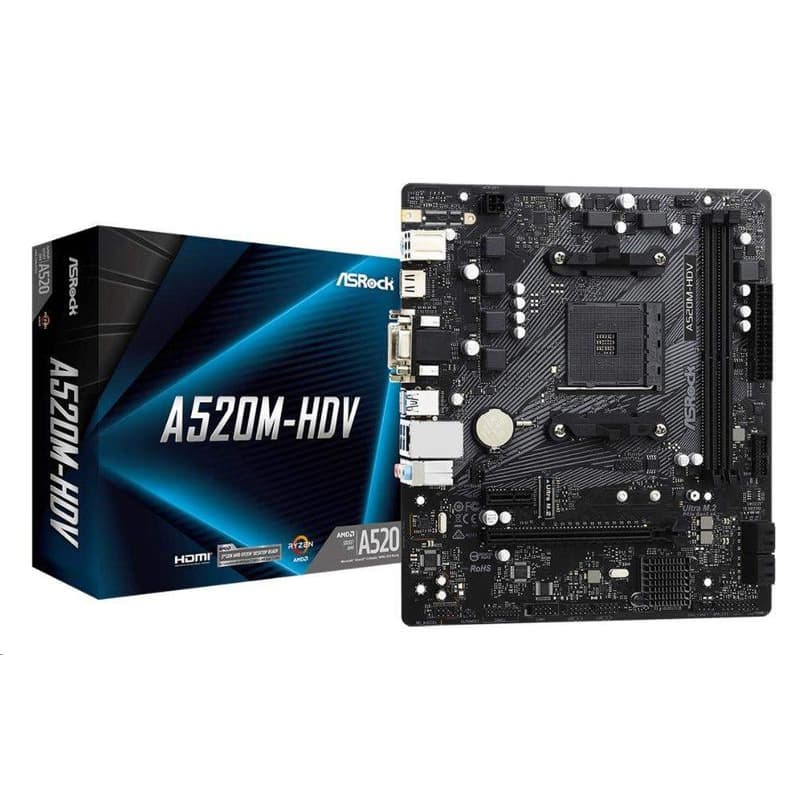 ASRock MB Sc AM4 A520-HDV, AMD A520, 2xDDR4, HDMI, DVI 5