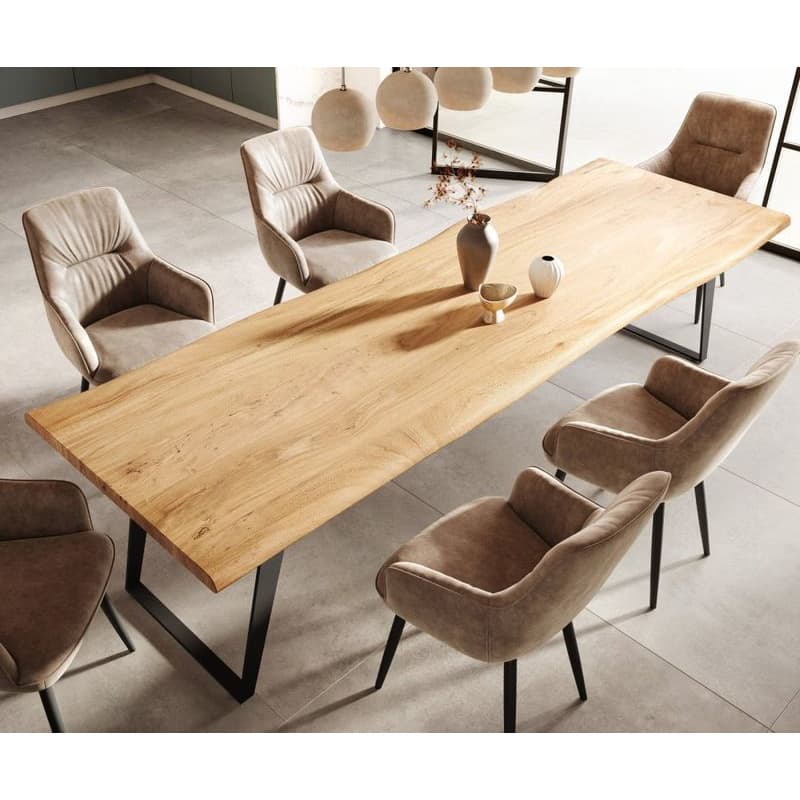 Jedálenský stôl Edge 300x100 XL akácia prírodná kov šikmý Live-Edge 4