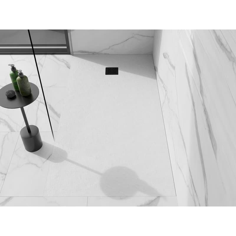 MEXEN/S - Stone+ obdĺžniková sprchová vanička 180 x 100, biela, mriežka čierna 44101018-B 3