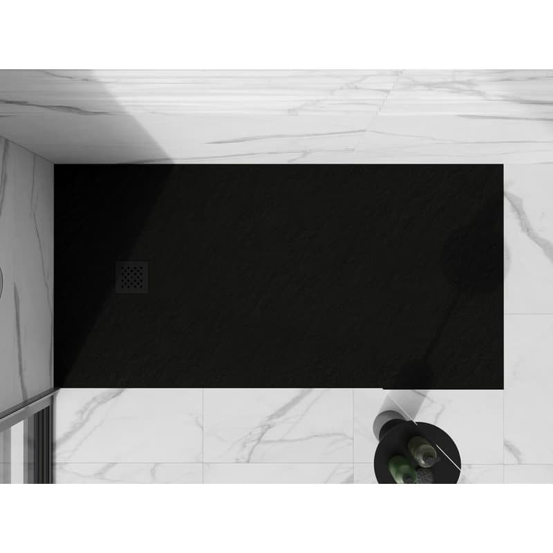 MEXEN/S - Stone+ obdĺžniková sprchová vanička 160 x 100, čierna, mriežka čierna 44701016-B 4