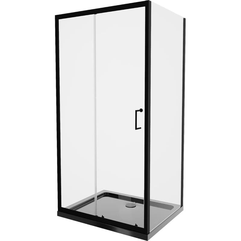 MEXEN/S - Apia Sprchovací kút 140x70, transparent, čierna + vanička so sifónom 840-140-070-70-00-4070B