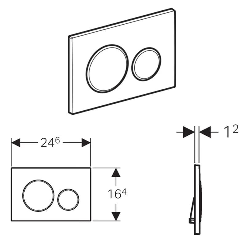 GEBERIT SIGMA20 ovládacie tlačítko, dual flush, čierna lesk /chróm 115.882.KM.1 2