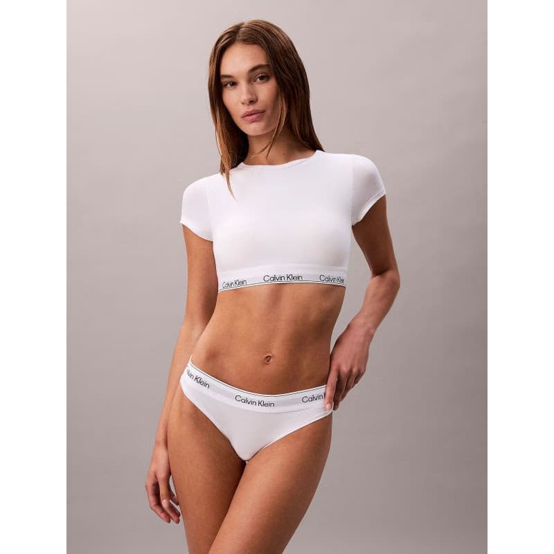 Dámsky top s podprsenkou CALVIN KLEIN T-Shirt Bralette Icon Cotton Modal white 2