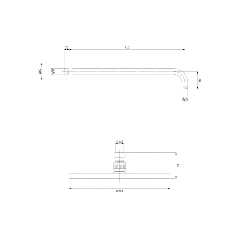 OMNIRES - SLIMLINE hlavová sprcha vrátane ramena, o25 cm grafit /GR/ WGSET1GR 2