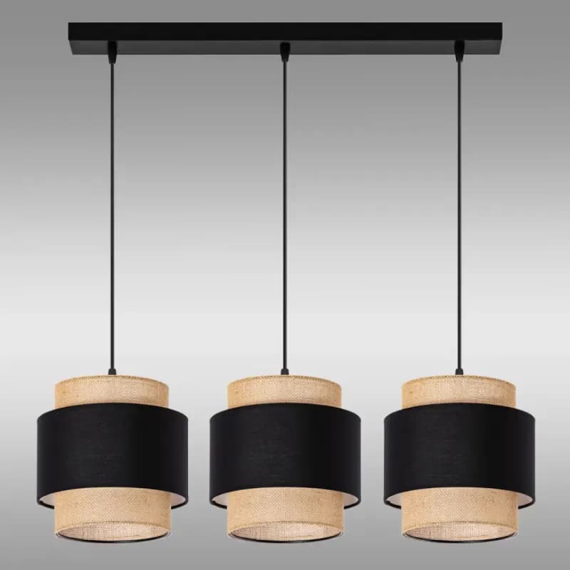 Závesné svietidlo W-L 1204/3 JUTE/BLACK LW3 1