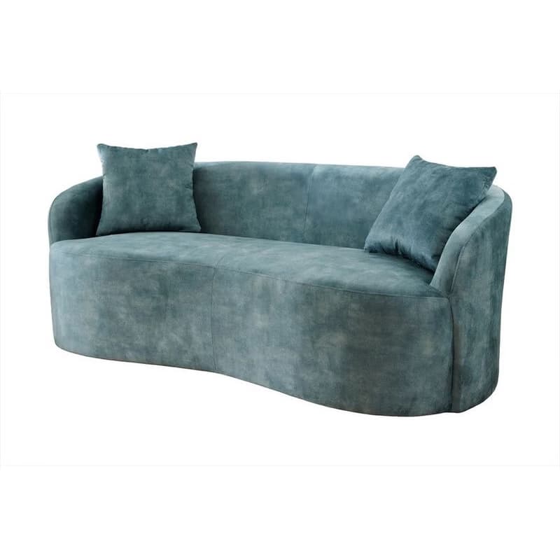 Estila Moderná art deco oválna dvojmiestna sedačka Magritte so zamatovým poťahom v petrolejovej modrej farbe organického tvaru 178 cm 1
