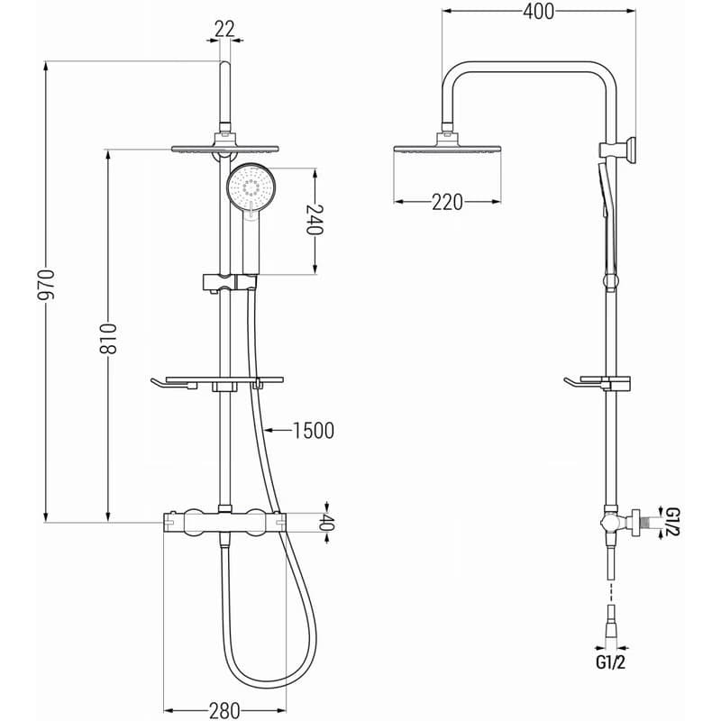 MEXEN/S - KT40 sprchový stĺp s termostatickou batériou zlato 771504093-50 2