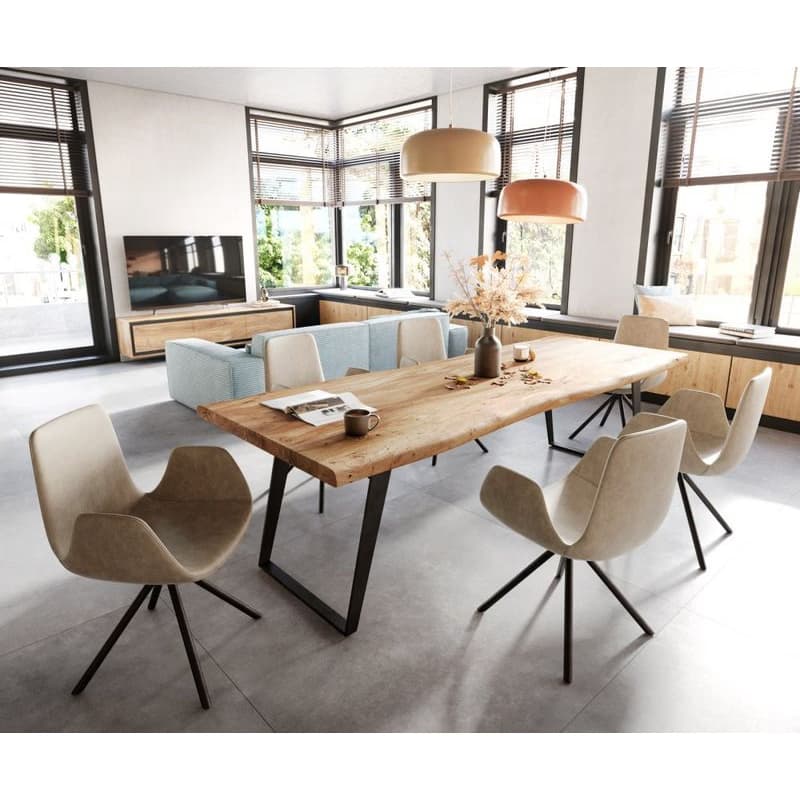 Jedálenský stôl Edge 260x100 XL akácia prírodná kov šikmý Live-Edge 5