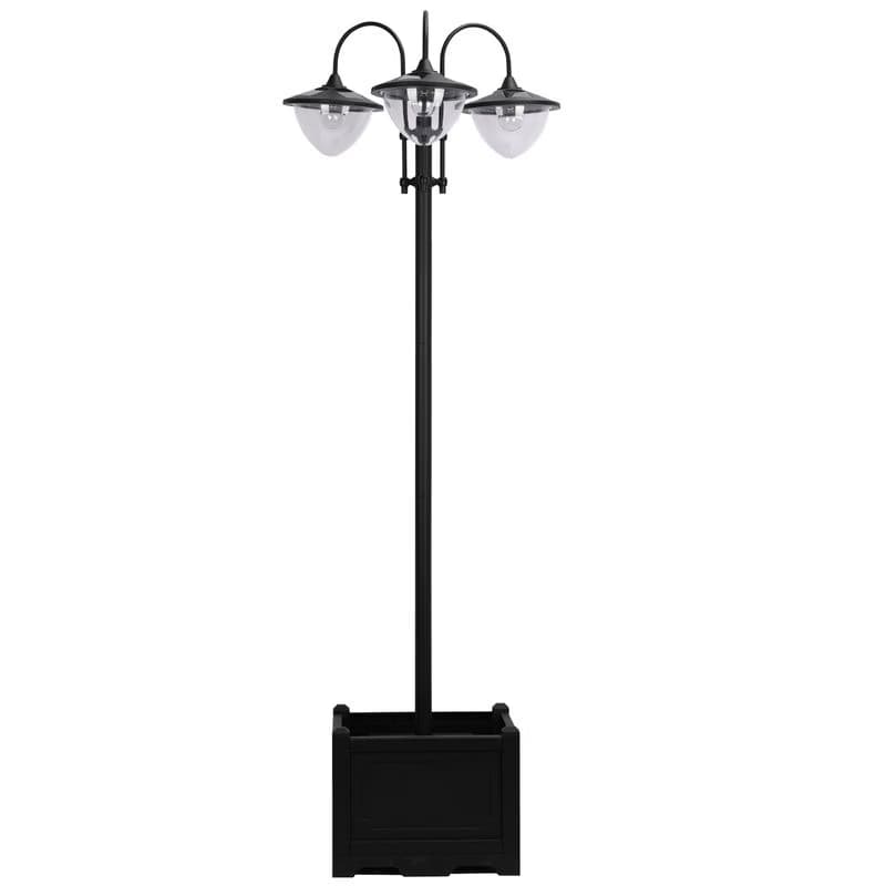 OUTSUNNY Solárna záhradná lampa s 3 hlavami a podstavcom na kvetináč, vodotesná, nerezová oceľ, 60x55x189cm| Aosom 1