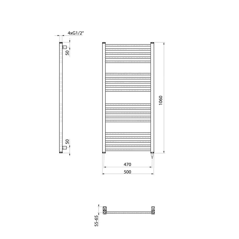 SAPHO - METRO-E elektrické vykurovacie teleso, rovné, 500x1060, 400 W, čierna mat ME410B 2