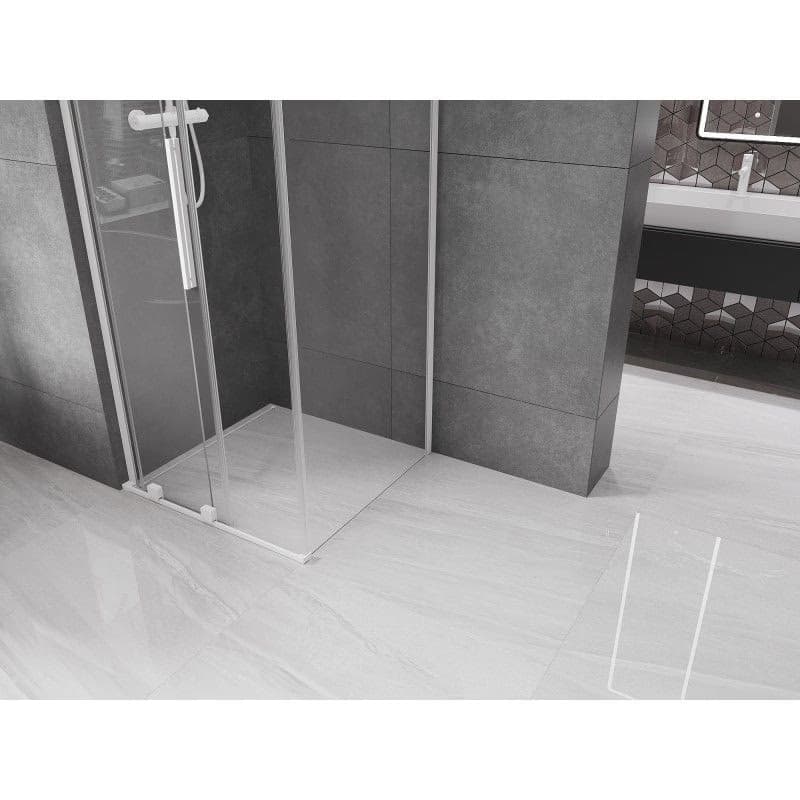 MEXEN/S - Velar L sprchovací kút, posuvné dvere 90 x 90, transparent, biela 871-090-090-03-20 2
