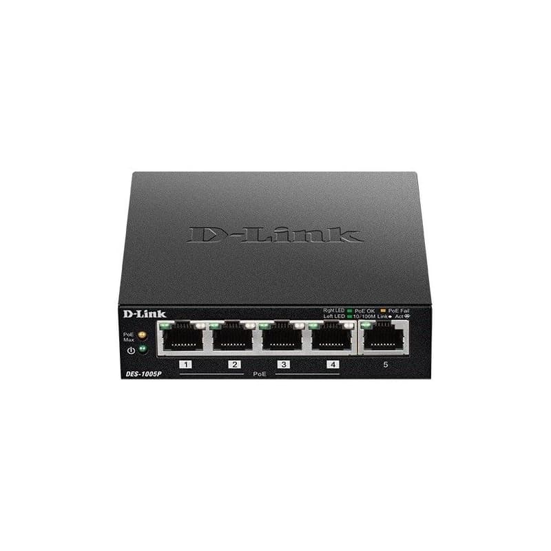 D-Link DES-1005P B1 5-Port 10/100 PoE Desktop Switch, 4x PoE+, 60W pre PoE