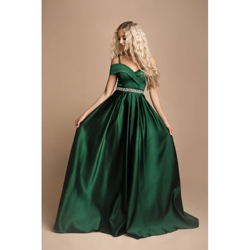 Eva & Lola Smaragdové lesklé šaty s kamienkami Veľkosť: 4XL